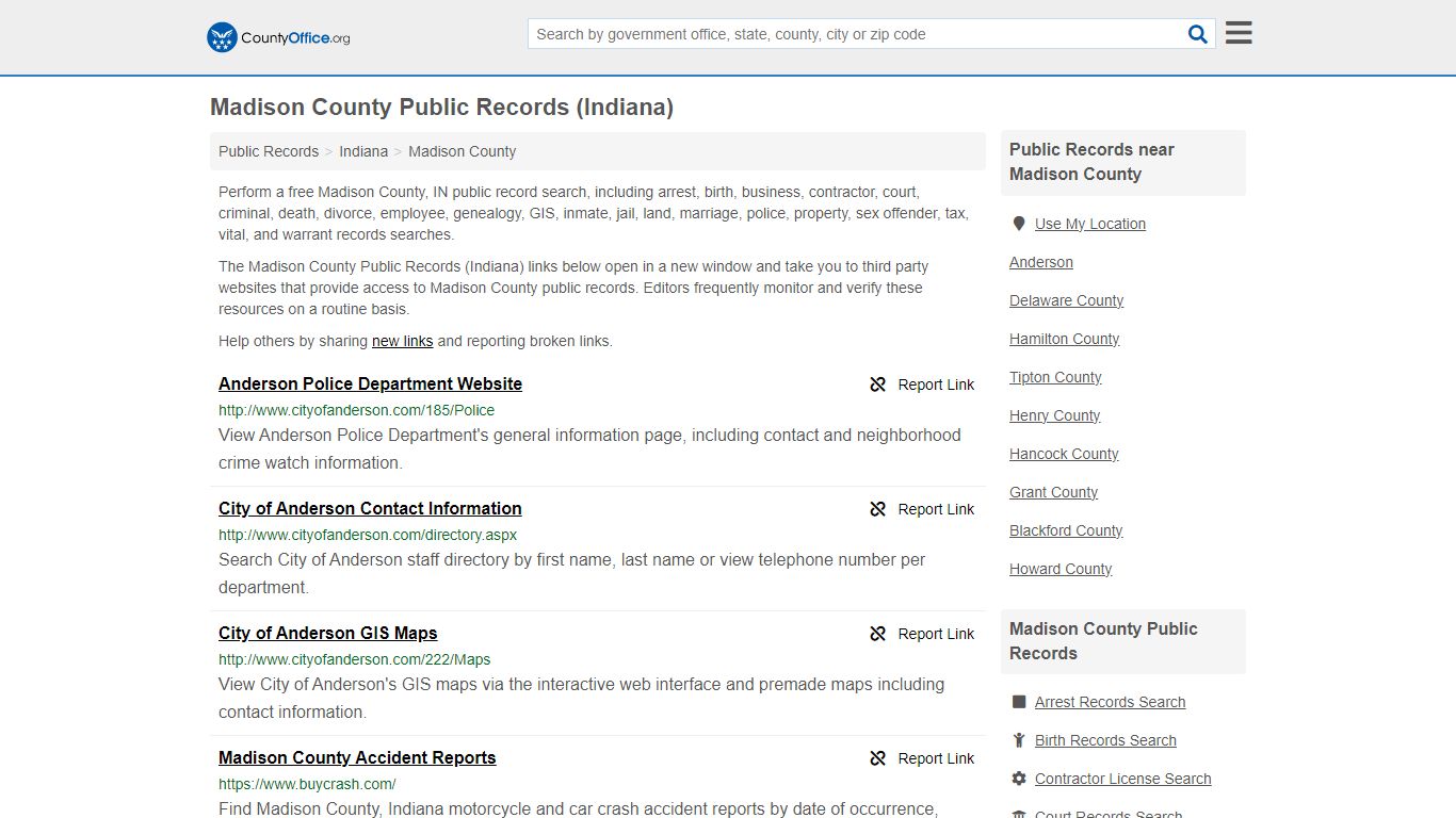 Madison County Public Records (Indiana) - County Office