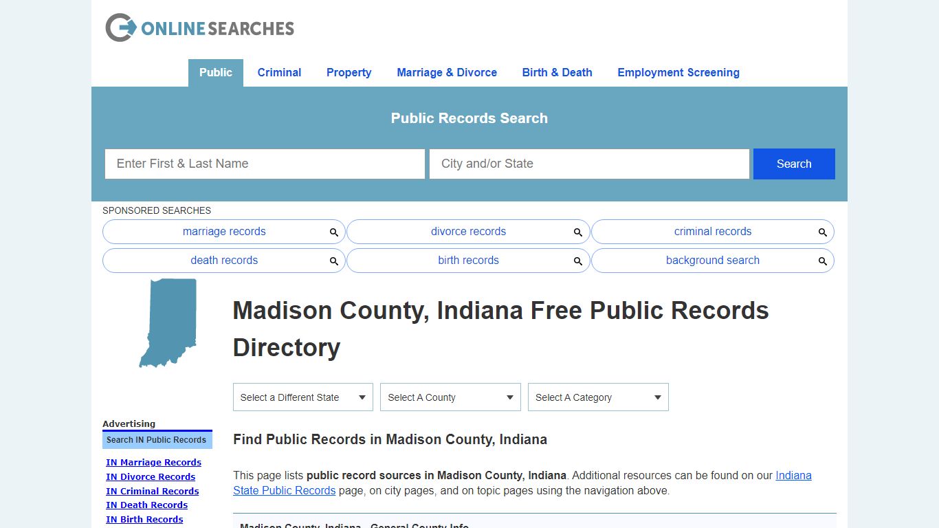 Madison County, Indiana Public Records Directory - OnlineSearches.com